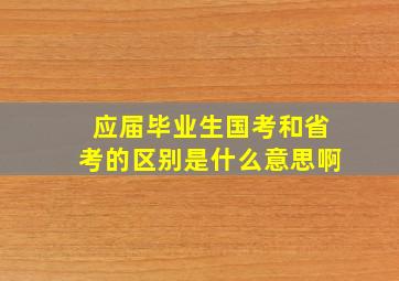 应届毕业生国考和省考的区别是什么意思啊