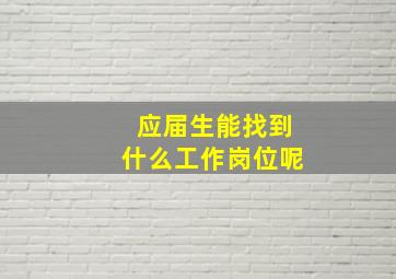 应届生能找到什么工作岗位呢