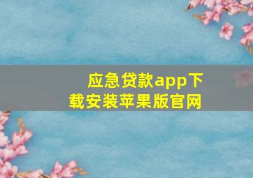 应急贷款app下载安装苹果版官网