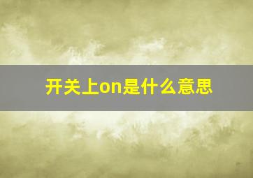 开关上on是什么意思