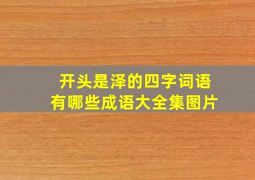 开头是泽的四字词语有哪些成语大全集图片