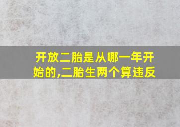 开放二胎是从哪一年开始的,二胎生两个算违反