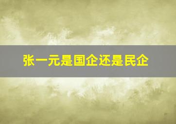 张一元是国企还是民企