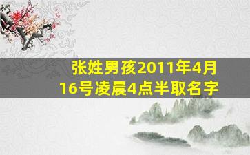 张姓男孩2011年4月16号凌晨4点半取名字