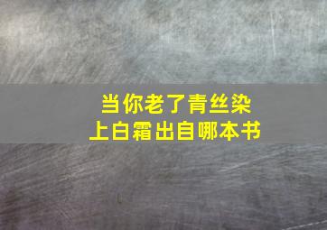 当你老了青丝染上白霜出自哪本书