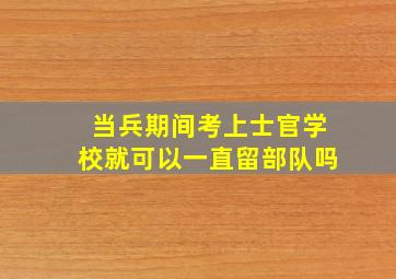 当兵期间考上士官学校就可以一直留部队吗