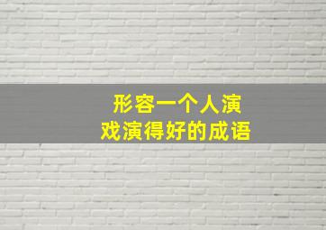 形容一个人演戏演得好的成语