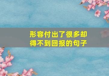 形容付出了很多却得不到回报的句子