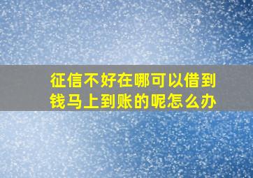 征信不好在哪可以借到钱马上到账的呢怎么办