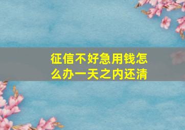 征信不好急用钱怎么办一天之内还清