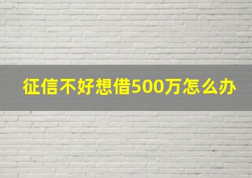 征信不好想借500万怎么办