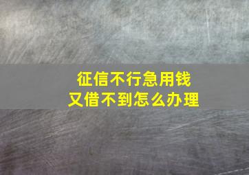 征信不行急用钱又借不到怎么办理