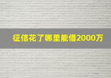 征信花了哪里能借2000万