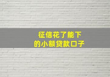 征信花了能下的小额贷款口子