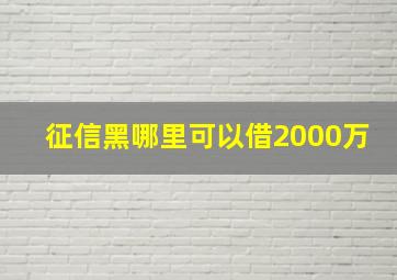 征信黑哪里可以借2000万