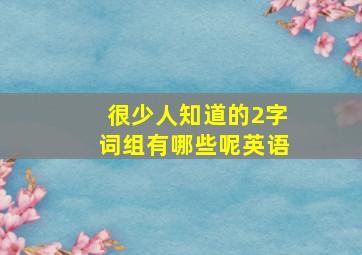 很少人知道的2字词组有哪些呢英语