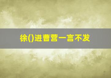 徐()进曹营一言不发