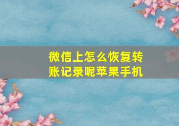 微信上怎么恢复转账记录呢苹果手机