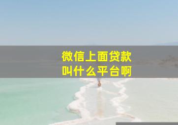 微信上面贷款叫什么平台啊