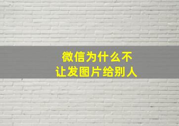 微信为什么不让发图片给别人