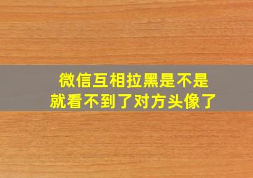 微信互相拉黑是不是就看不到了对方头像了