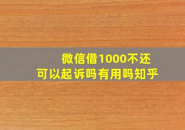 微信借1000不还可以起诉吗有用吗知乎