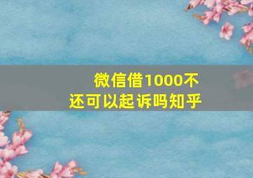 微信借1000不还可以起诉吗知乎