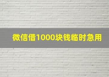 微信借1000块钱临时急用