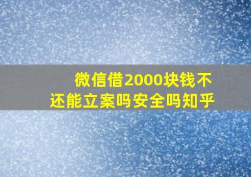 微信借2000块钱不还能立案吗安全吗知乎