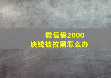 微信借2000块钱被拉黑怎么办