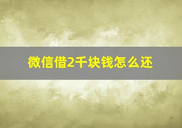 微信借2千块钱怎么还