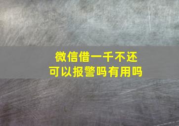 微信借一千不还可以报警吗有用吗