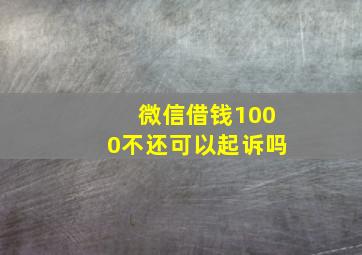 微信借钱1000不还可以起诉吗