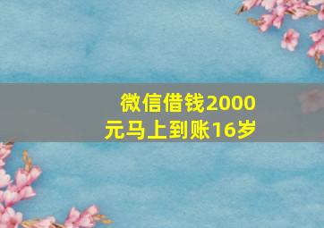 微信借钱2000元马上到账16岁