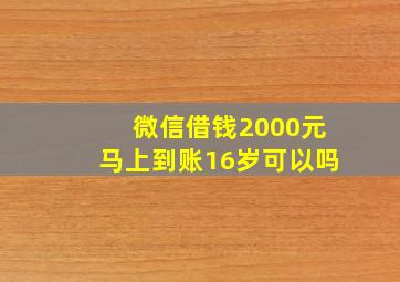 微信借钱2000元马上到账16岁可以吗