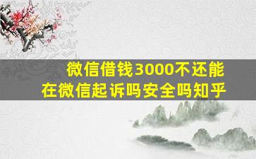 微信借钱3000不还能在微信起诉吗安全吗知乎