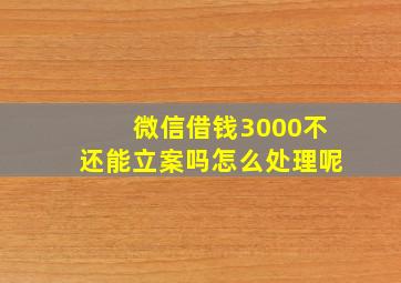 微信借钱3000不还能立案吗怎么处理呢