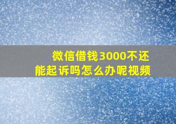 微信借钱3000不还能起诉吗怎么办呢视频