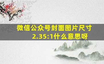 微信公众号封面图片尺寸2.35:1什么意思呀