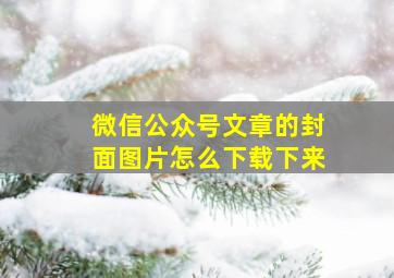 微信公众号文章的封面图片怎么下载下来