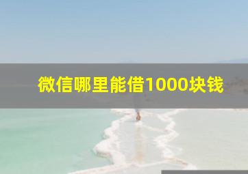 微信哪里能借1000块钱