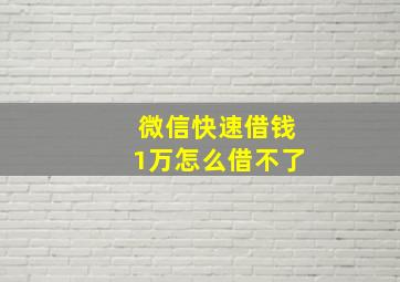 微信快速借钱1万怎么借不了