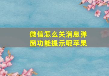 微信怎么关消息弹窗功能提示呢苹果