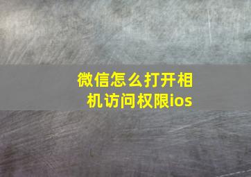 微信怎么打开相机访问权限ios