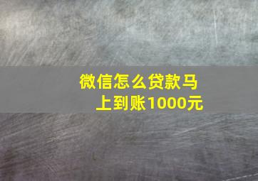 微信怎么贷款马上到账1000元