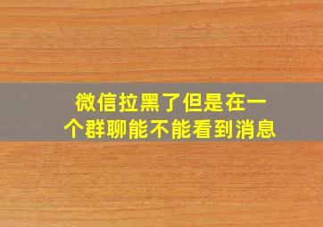 微信拉黑了但是在一个群聊能不能看到消息