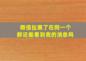 微信拉黑了在同一个群还能看到我的消息吗