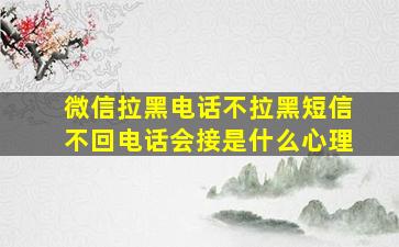 微信拉黑电话不拉黑短信不回电话会接是什么心理