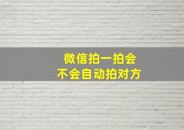 微信拍一拍会不会自动拍对方