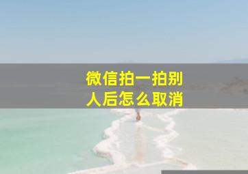 微信拍一拍别人后怎么取消